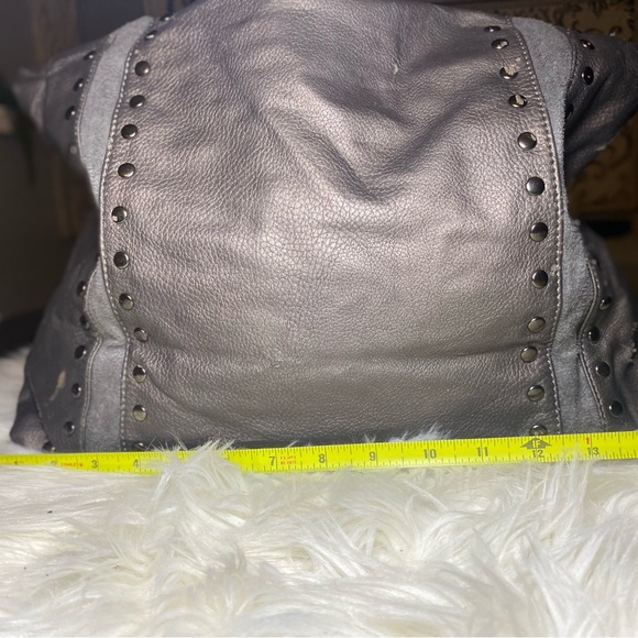 Gray Hobo Studded Bag with Slouchy Shape and Wide Strap - Picture 4 of 7